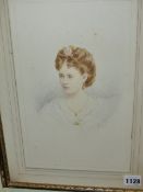 TWO 19th.C.PORTRAITS, ONE OF A SOCIETY BEAUTY IN WATERCOLOUR, SIGNED INDISTINCTLY AND ANOTHER OVAL