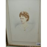 TWO 19th.C.PORTRAITS, ONE OF A SOCIETY BEAUTY IN WATERCOLOUR, SIGNED INDISTINCTLY AND ANOTHER OVAL