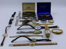 A SELECTION OF WATCHES TO INCLUDE CYMA, BULOVA, AVALON, BVLER, ETC.