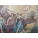 A LARGE VICTORIAN PICTURE OF CLASSICAL FIGURES AND A CHARIOT. 48 x 99cms.