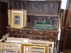 A 19th.C.COUNTRY PINE DRESSER WITH MULTI DRAWER BASE AND TWO TIER RACK OVER. W.153cms.