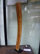 A LARGE ANTIQUE CHINESE IVORY HU TABLET ON CONFORMING MUSEUM STAND. HEIGHT 50.5cms