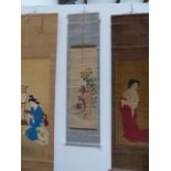 THREE JAPANESE SCROLL PAINTINGS OF FIGURAL SUBJECTS.