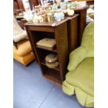 THREE EARLY 20th.C.OAK OPEN BOOKCASES.