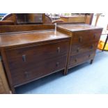 AN OAK DRESSING CHEST, A MATCHING THREE DRAWER CHEST AND A SMALL KITCHEN TABLE.