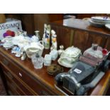 A ROLLS ROYCE DECANTER SET AND A QTY OF VARIOUS STAFFORDSHIRE AND OTHER CHINA.