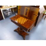 A 19th.C.BURR WALNUT FOLD OVER GAMES TABLE.