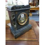 A VICTORIAN SLATE MANTLE CLOCK.