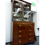 A LATE GEORGIAN MAHOGANY SECRETAIRE BOOKCASE.