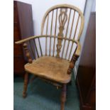 A WINDSOR ARMCHAIR AND AN ART DECO SIDE CHAIR.