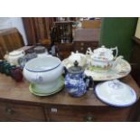 A QTY OF VICTORIAN TEAPOTS,ETC.