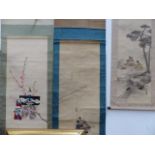 THREE JAPANESE SCROLL PAINTINGS OF FIGURAL SUBJECTS