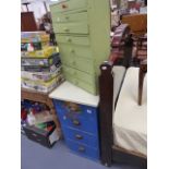 TWO PAINTED PINE CHESTS OF DRAWERS.