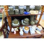 A HORNSEY COFFEE SERVICE, VARIOUS ORNAMENTS AND MUGS.