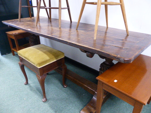 A 19th.C.OAK REFECTORY TABLE.