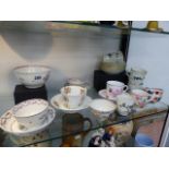 A QTY OF 19th.C.TEABOWLS TO INCLUDE LIVERPOOL AND OTHER 18th.C.EXAMPLES.