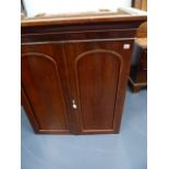 A VICTORIAN MAHOGANY SMALL LINEN PRESS.