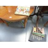 A MAHOGANY COFFEE TABLE AND VARIOUS LAMPS.