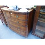 A 19th.C.MAHOGANY BOW FRONT CHEST OF DRAWERS.