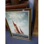 AN OIL ON CANVAS SAILING SHIP SIGNED J PENN.