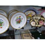 A QTY OF 19th.C.HAND DECORATED PLATES,ETC.