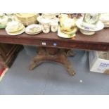 A WM.IV.MAHOGANY CONSOLE TABLE ON PEDESTAL SUPPORT.