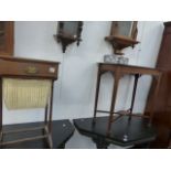 AN EDWARDIAN SEWING TABLE AND AN OCCASIONAL TABLE.