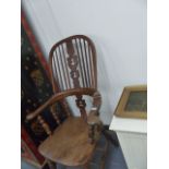 A WINDSOR ARMCHAIR.