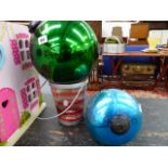 A GREEN GLASS WITCH BALL,ETC.