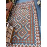 TWO LARGE FLAT WEAVE RUGS.