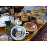 A QTY OF VARIOUS POTTERY KITCHEN WARE,ETC.