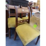 A SET FOF FOUR GEORGIAN MAHOGANY DINING CHAIRS.