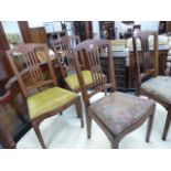 A SET OF FOUR MARQUETRY INLAID SIDE CHAIRS.