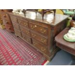 A GEO.III.OAK AND CROSS BANDED LANCASHIRE MULE CHEST.