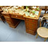 A VICTORIAN MAHOGANY DESK.