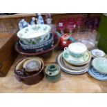 A QTY OF GLASSWARE, CHINA BOWLS,ETC.
