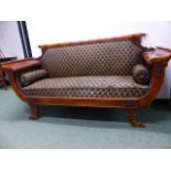 A CONTINENTAL WALNUT SHOW FRAME SETTEE.