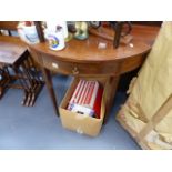 A 19th.C.MAHOGANY AND INLAID SIDE TABLE AND AN OCCASIONAL TABLE.