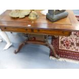 AN ANTIQUE ROSEWOOD CONSOLE TABLE.