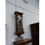 A VICTORIAN VIENNA WALL CLOCK AND A SMALL AMERICAN WALL CLOCK.