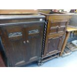 TWO OAK GRAMOPHONE CABINETS.