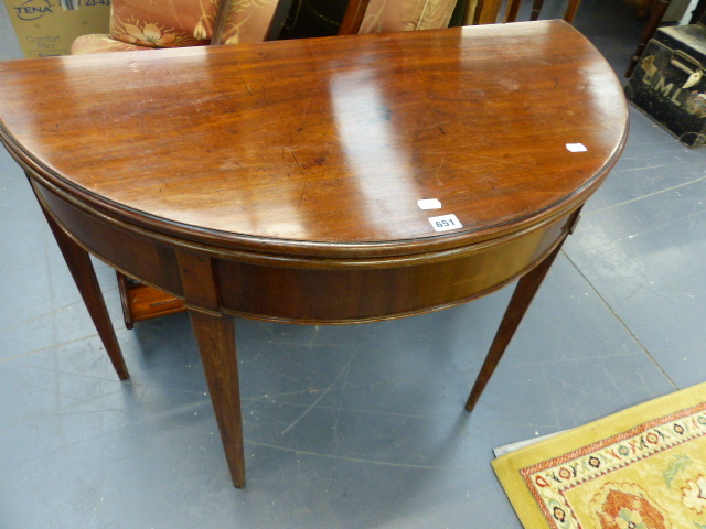 A GEO.III.MAHOGANY FOLD OVER CARD TABLE.