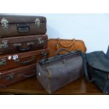 A GLADSTONE BAG, VARIOUS SUITCASES.ETC.