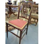 A PAIR OF EDWARDIAN INLAID BEDROOM CHAIRS.