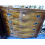 A REPRODUCTION REGENCY STYLE BOW FRONT CHEST.