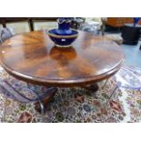 A 19th.C.BREAKFAST TABLE ON STOUT CARVED SUPPORTS.