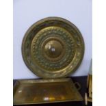 TWO EASTERN BRASS TRAYS.