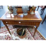 A GEO.III.MAHOGANY AND INLAID FOLD OVER TEA TABLE.