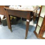 A MAHOGANY DROP LEAF LOW TABLE.