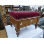 A MAHOGANY BOX STOOL.